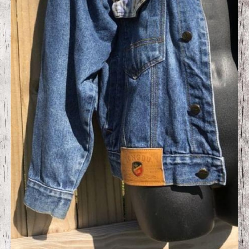 Longdu Hipster Patterned Denim Jacket - image 3